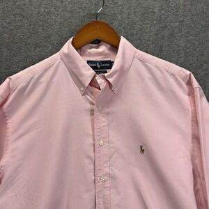 Ralph Lauren Shirt Mens Size 17-34 Pink Long Sleeve Cotton Oxford Yarmouth
